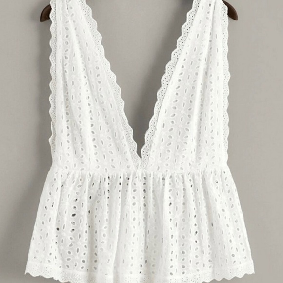 SHEIN Tops - White Eyelet Backless Top
